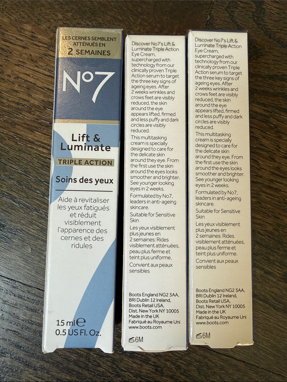 3 x No7 Lift & Illuminate Triple Action EYE Cream Reduce Dark Circles & Wrinkles - Picture 3 of 11